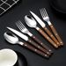 5pcs Silverware Flatware Set Stainless Steel With Rivet Retro Cutlery Set Knife Fork Spoon Set Service For Home Restaurant Wedding_maomaolike.com
