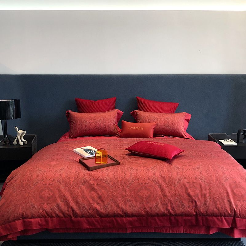 High-End 100-Thread Four-Piece Bedding Set Bed Sheets Celebration Big Red Gift Quilt Wedding Room_maomaolike.com