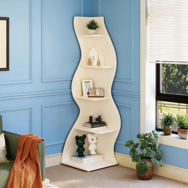 Modern Wall Corner Bookshelf Bookcase_maomaolike.com