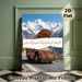Decorated Truck & Snowy Mountain Painting Poster, Vibrant Ethnic Folk Art Style Poster, Colorful Ornate Truck On Mountain Road With Snowy Peaks_maomaolike.com