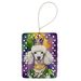 White Poodle King Of Mardi Gras Porcelain Ornament Christmas Tree Hanging Decorations For Home Christmas Holiday, Rectangle, Gift, Multicolor_maomaolike.com