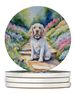 Clumber Spaniel Spring Path Large Sandstone Coasters Pack Of 4 Absorbent Round Coasters Decor Gifts For Men Or Women, 4 In, Multicolor_maomaolike.com