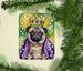 Pug King Of Mardi Gras Porcelain Ornament Christmas Tree Hanging Decorations For Home Christmas Holiday, Rectangle, Gift, Multicolor_maomaolike.com