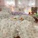 Wholesale INS Girl Heart Korean Small Floral Skin-Friendly Soft Brushed Four-Piece Princess Style Lace Trim 4-Piece Set_maomaolike.com