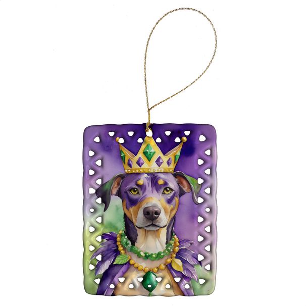 Catahoula King Of Mardi Gras Porcelain Ornament Christmas Tree Hanging Decorations For Home Christmas Holiday, Rectangle, Gift, Multicolor_maomaolike.com