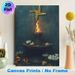 St. Brigid's Cross Ritual Painting Poster, Mysterious Vintage Smoldering Ritual Fire With Delicate Blooms Poster, Serene Spiritual Vibe For Home_maomaolike.com