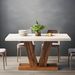 47-Inch Dining Table For 4, White Kitchen Dinner Table With Heavy Duty Pedestal, Farmhouse Wooden Eating Table_maomaolike.com