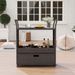 Outdoor Wicker Bar Cart Table Glass Tabletop,with Tempered Glass Top With 4 Universal Wheels For Patio, Porch, Garden, Backyard And Poolside_maomaolike.com