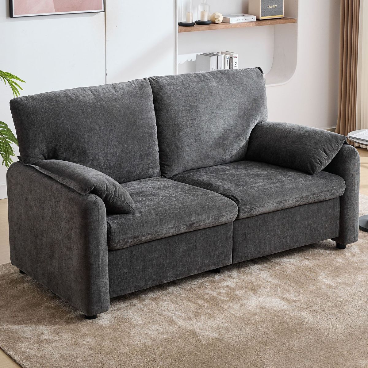 800LBS Down Filled Sofas, 60 Inch Minimalist Sofa, With Multiple Colors In The Living Room And Bedroom,GREY_maomaolike.com