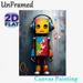 Robot With Headphones Painting Poster, Vibrant Graffiti-style Poster, Colorful Worn Robot With Puzzle-pattern Torso, Unique Artistic Wall Decor For_maomaolike.com