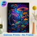 Psychedelic Mushroom Painting Poster, Vibrant Whimsical Fantasy Forest Scene Poster, Eye-catching Vivid Hues, Suitable For Living Room, Bedroom Or_maomaolike.com