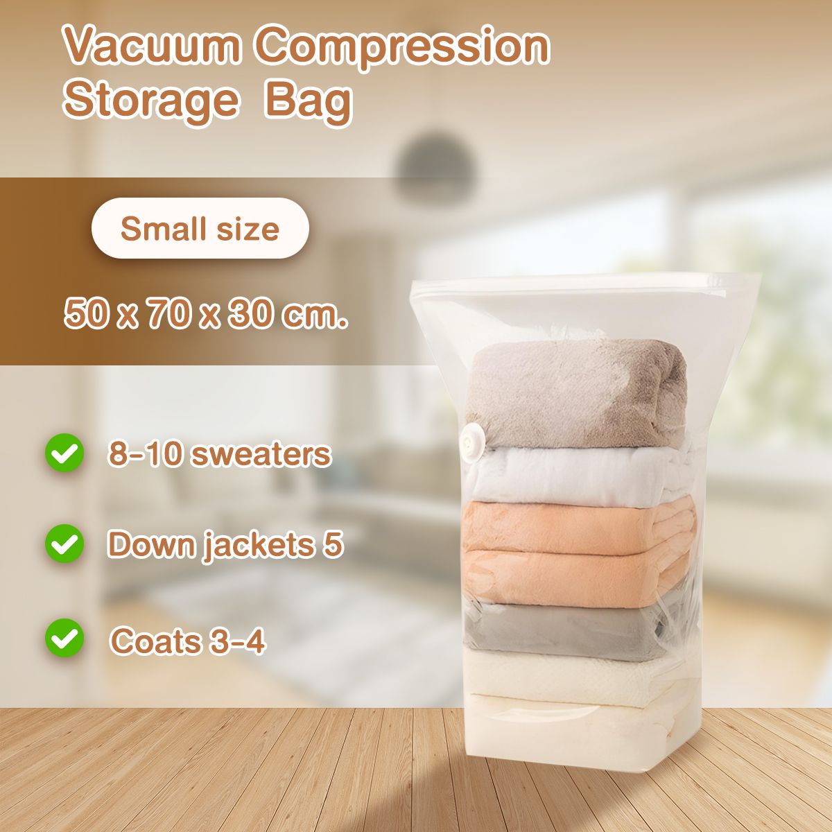 Pumpless Reusable Vacuum Compression Bag, Large Capacity Clothes Storage Organizer
_maomaolike.com