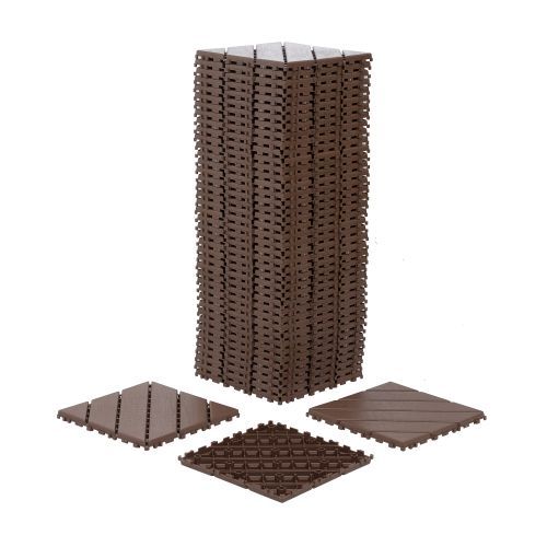 Plastic Interlocking Deck Tiles,44 Pack Patio Deck Tiles,12"x12" Square Waterproof Outdoor All Weather Use, Patio Decking Tiles For Poolside Balcony Backyard, Brown_maomaolike.com