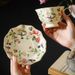 Western-style Flowers And Birds Coffee Cup And Saucer Retro Style Gold Ceramic Cups Household Tea Mugs_maomaolike.com