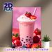 Strawberry Boba Milk Tea Painting Poster, Vibrant Luscious Beverage Art Poster, Eye-catching Food-themed Decor Idea For Café, Kitchen And Dining Area_maomaolike.com