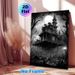 Haunted House Themed Painting Poster, Monochrome Gothic Spooky Scene Poster, Eerie Atmospheric Decor Ideal For Home And Halloween Party Spaces_maomaolike.com