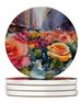 New York Roses In Watercolor Large Sandstone Coasters Pack Of 4 Absorbent Round Coasters Decor Gifts For Men Or Women, 4 In, Multicolor_maomaolike.com