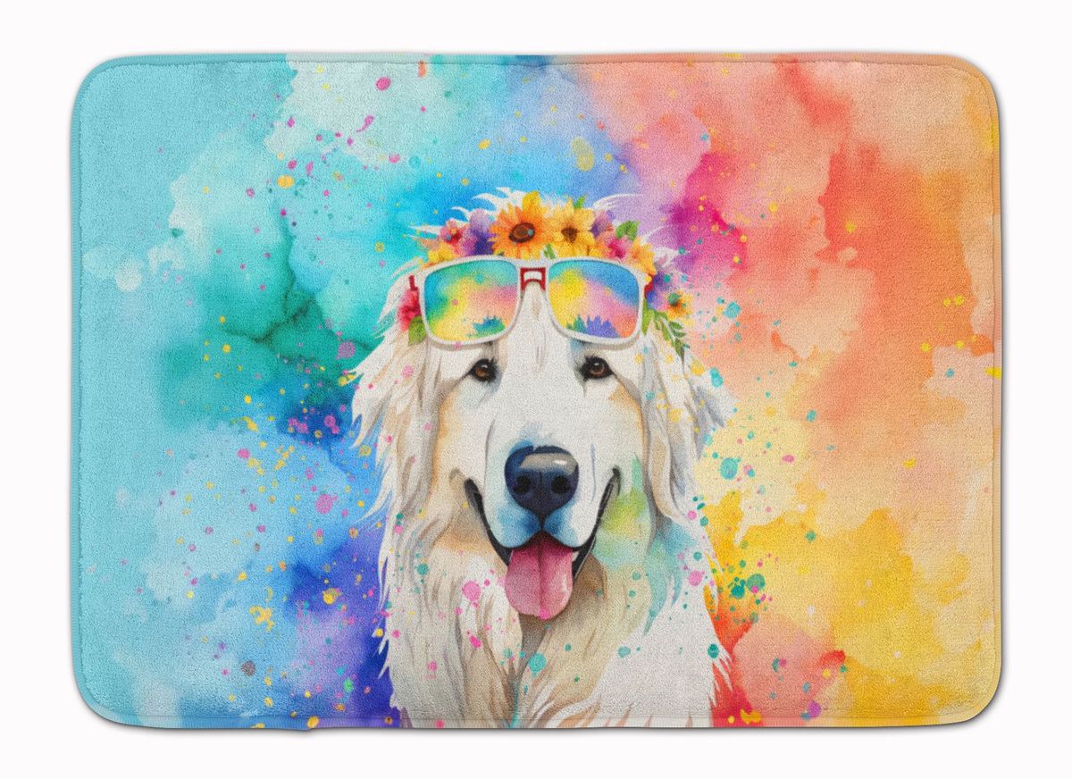 Great Pyrenees Hippie Dawg Memory Foam Kitchen Mat Machine Washable Anti-Fatigue Mat Cushion Comfort Bath Mat Or Kitchen Rug_maomaolike.com