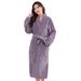Soft Touch Micro Fleece Hooded Bathrobe Plush Long Spa Robe Absorbent Bathrobe_maomaolike.com