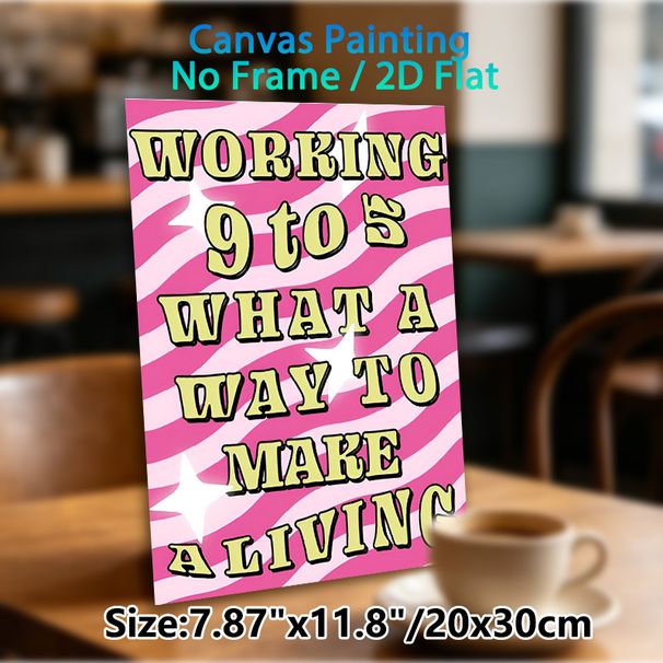 Retro Workplace Quote Painting Poster, Pink Wavy Background With Yellow Vintage Lettering Poster, Relatable Work-themed Decor Ideal For Office, Home_maomaolike.com