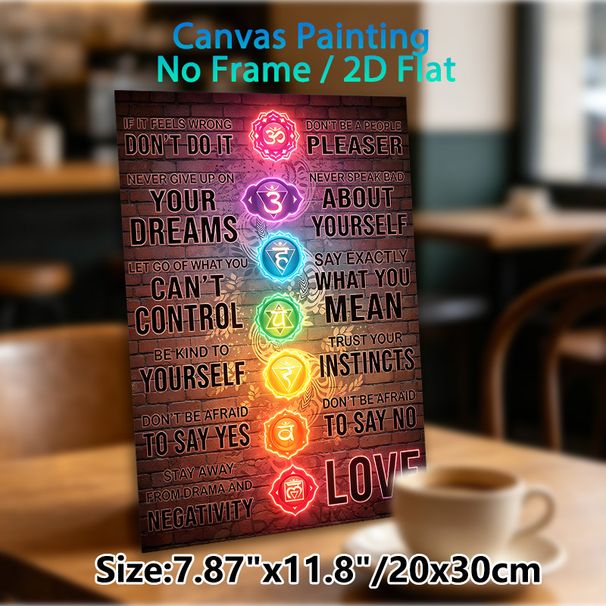 Chakra Themed Painting Poster, Neon-style Glowing Chakra & Inspirational Quote Poster, Positive Self-care Reminder, Suitable For Yoga Studio_maomaolike.com