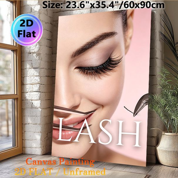 Lash Beauty Painting Poster, Soft-toned Glamorous Lash Extension Scene Poster, Elegant Beauty-themed Decor Ideal For Beauty Salons And Makeup Studios_maomaolike.com
