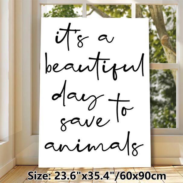 Animal Rescue Themed Painting Poster, Minimalist Handwritten Text Poster, Warm Inspirational Message Suitable For Vet Clinic, Animal Shelter And Home_maomaolike.com