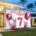 7th Birthday Party Backdrop - 2D Flat Polyester Banner With Pink White Balloons, Crown, Wall Hanging Photo Props, Party Decor_maomaolike.com