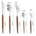 Stainless Steel Cutlery Set - Wood-Look Handle Knife Fork Spoon (Portuguese Western Dining Utensils Elegant Gift Box)_maomaolike.com