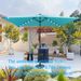 10 X 6.5Ft Rectangular Patio Solar LED Lighted Outdoor Market Umbrellas With Crank And Push Button Tilt For Garden Shade Swimming Pool_maomaolike.com