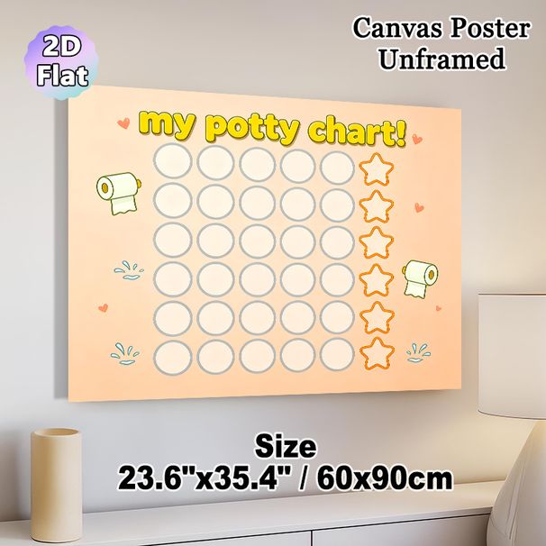 Potty Training Reward Chart Painting Poster, Cute Cartoon Style Poster, Features Blank Circles And Stars To Track Potty Training Progress, Suitable_maomaolike.com