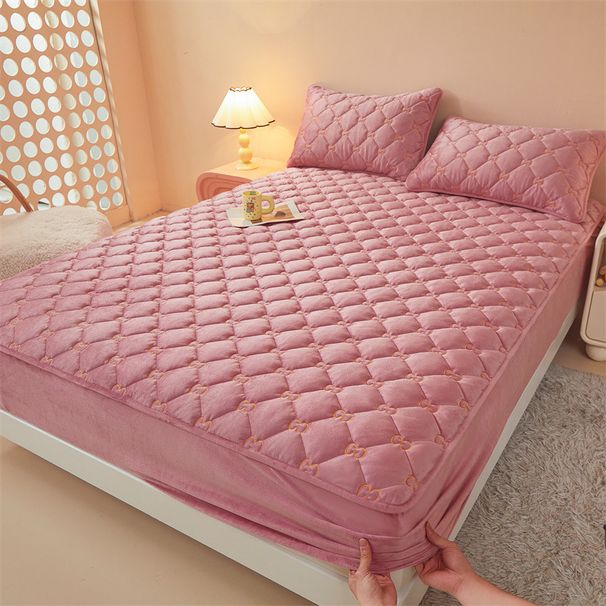 Winter Crystal Velvet Single Piece Milk Flannel Mattress Cover Simmons Protector Bed Sheet With Fleece_maomaolike.com