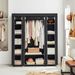 Portable Wardrobe Closet, Freestanding Clothes Rack With Non-Woven Dust Cover, 12 Compartments Storage Organizer, 59 X 17.7 X 69 Inches, Black, For Bedroom And Home Organization_maomaolike.com