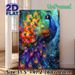 Peacock Themed Painting Poster, Vibrant Watercolor-Style Vivid Peacock With Colorful Feathers Poster, Eye-catching Artistic Decor Ideal For Living_maomaolike.com
