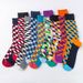Spot Happy Trendy Socks, Personalized Fashionable Brand Men And Women Couples Mid High Cotton Socks 9 Colors Optional_maomaolike.com