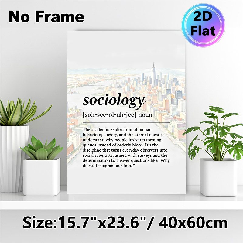 Sociology Definition Painting Poster, Witty Watercolor Cityscape Poster, Humorous Academic Definition Decor Ideal For Study Rooms, Offices_maomaolike.com