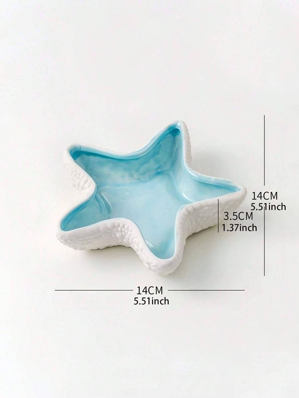 The 1pc Light Blue Starfish Jewelry Storage Plate Is Suitable For Multi-scene Sundries Storage Plates Such As Desktop Entrances_maomaolike.com