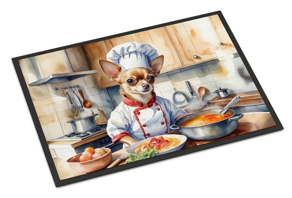 Chihuahua The Chef Doormat Front Door Mat Indoor Outdoor Rugs For Entryway, Non Slip Washable Low Pile, 24H X 36W_maomaolike.com