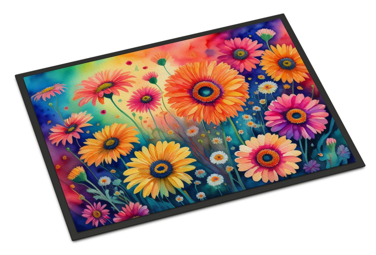 Gerbera Daisies In Color Doormat Front Door Mat Indoor Outdoor Rugs For Entryway, Non Slip Washable Low Pile, 24H X 36W_maomaolike.com