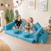 14 PCS Modular Kids Play Couch For Playroom And Bedroom Suede Fabric Covers Zipper Head Covers Protect_maomaolike.com