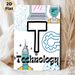 Technology Themed Painting Poster, Vibrant Cartoon Tech Elements Poster, Sleek Tech-inspired Decor Ideal For Home Office, Tech Workspace And Study_maomaolike.com