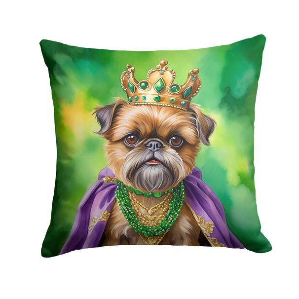 Brussels Griffon King Of Mardi Gras Throw Pillow Machine Washable, Indoor Outdoor Decorative Pillow For Couch, Bed Or Patio, 14Hx14W_maomaolike.com
