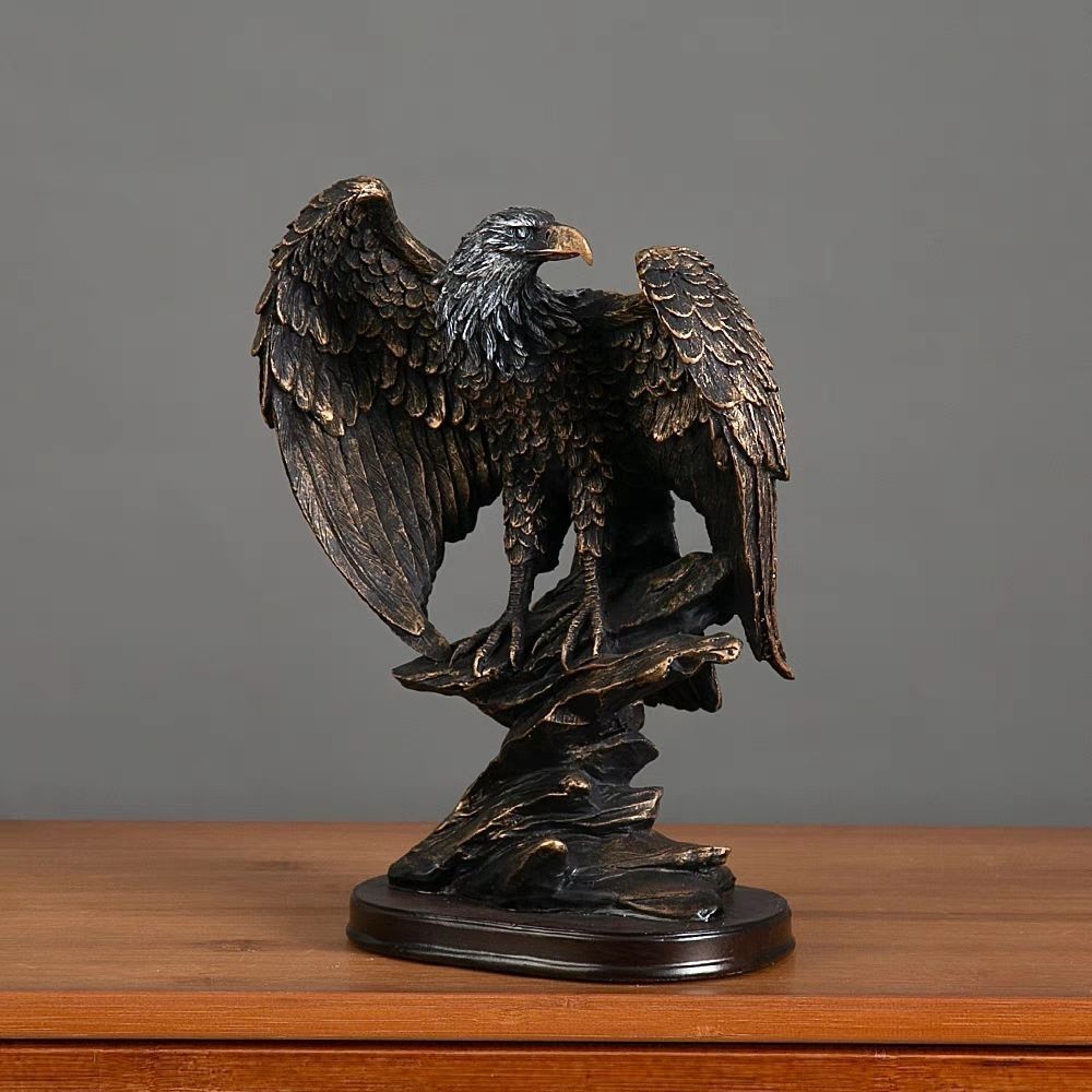 Resin Crafts Office Grand Display Eagle Da Peng Spreading Wings Ornament Living Room High-end Realistic Feel Strong_maomaolike.com