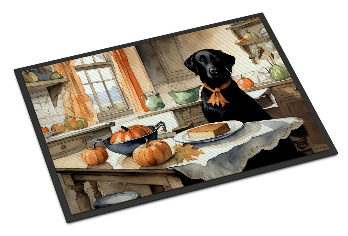 Black Lab Fall Kitchen Pumpkins Doormat Front Door Mat Indoor Outdoor Rugs For Entryway, Non Slip Washable Low Pile, 24H X 36W_maomaolike.com