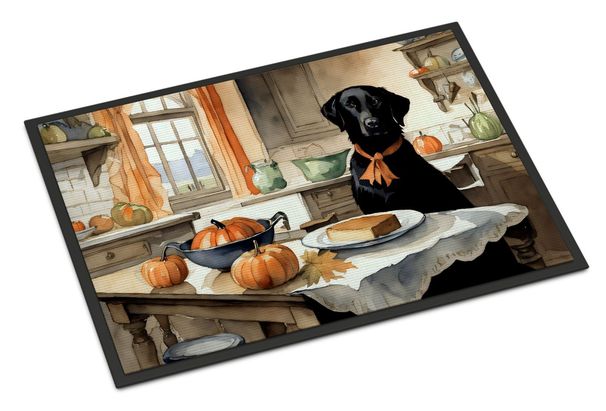 Black Lab Fall Kitchen Pumpkins Doormat Front Door Mat Indoor Outdoor Rugs For Entryway, Non Slip Washable Low Pile, 24H X 36W_maomaolike.com