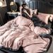 Summer Ice Four-Piece Light Luxury Silky Smooth Naked Sleep Washed Real Silk Embroidered Bedding Dormitory Bed Sheet Duvet Cover T_maomaolike.com
