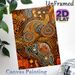 Indigenous Abstract Animal Painting Poster, Vibrant Dot-art Warm Orange Intricate Patterned Poster, Unique Cultural Artwork For Living Room, Office_maomaolike.com