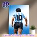 Soccer Player No.10 Painting Poster, Low-poly Geometric Back-view Athlete In Blue-white Striped Jersey Poster, Sleek Sports Wall Decor Suitable For_maomaolike.com