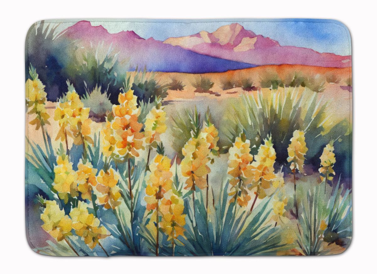 New Mexico Yucca Flower In Watercolor Memory Foam Kitchen Mat Machine Washable Anti-Fatigue Mat Cushion Comfort Bath Mat Or Kitchen Rug_maomaolike.com