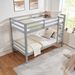 Twin Over Twin Bunk Bed With Thick Posts,Wooden Bunk Bed With High Guardrail And Ladder For Kids, Teens, Dorm Rooms, And Guest Rooms,No Box Spring Needed,Grey_maomaolike.com